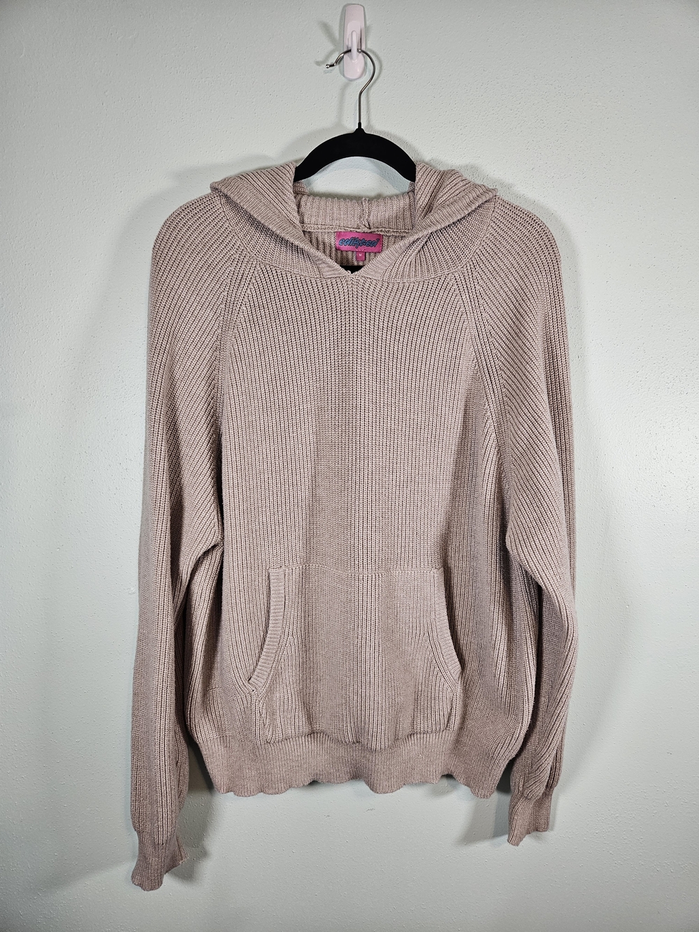 Edikted Ribbed Hoodie Sweater - Blush